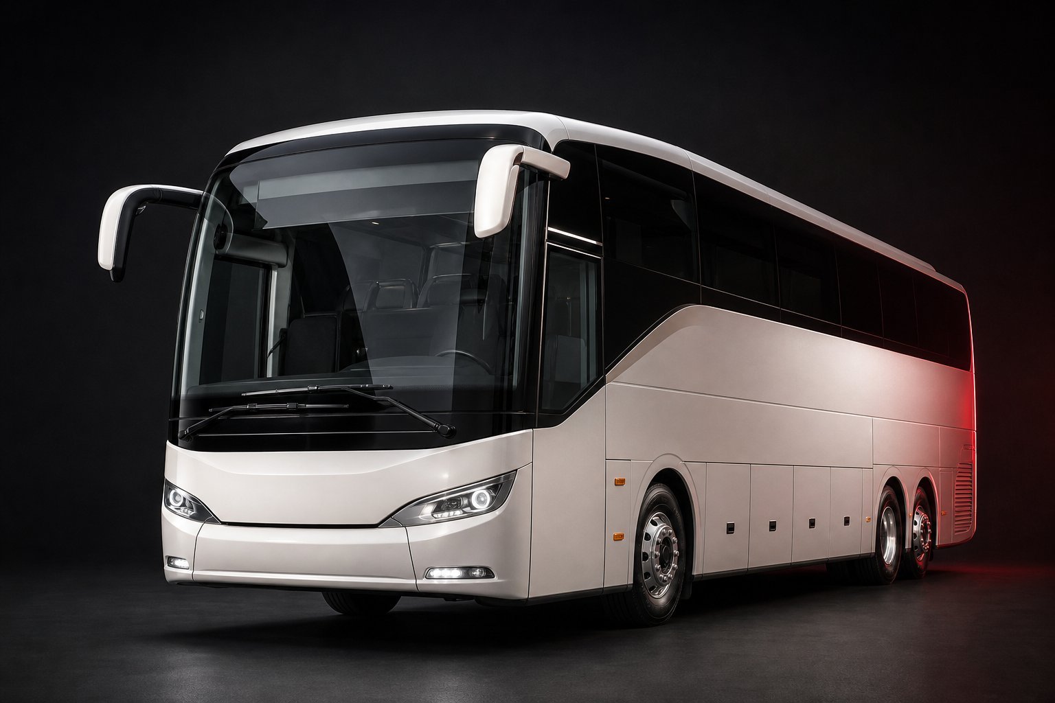 Pearl white luxury coach bus