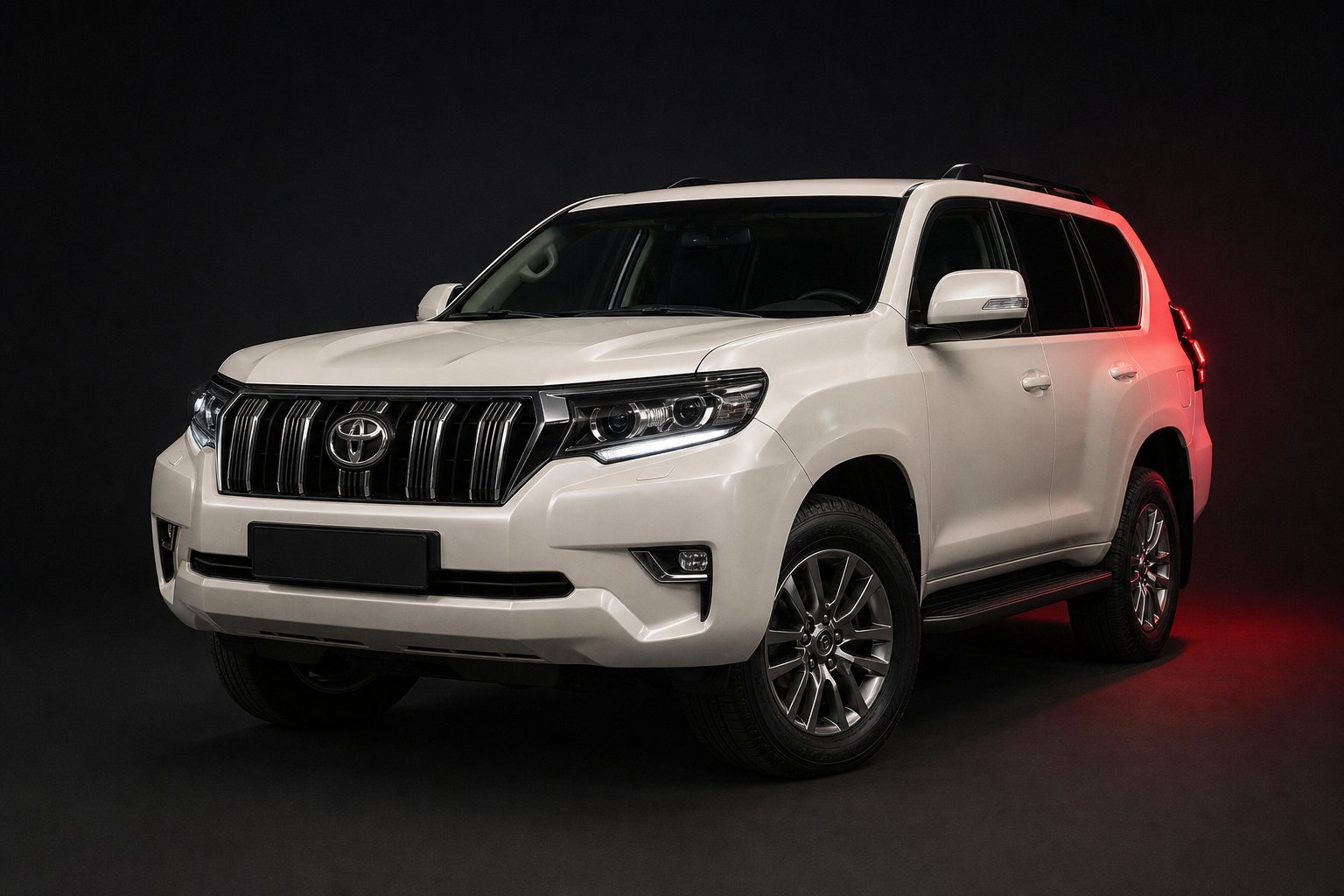 Pearl white Toyota Prado SUV